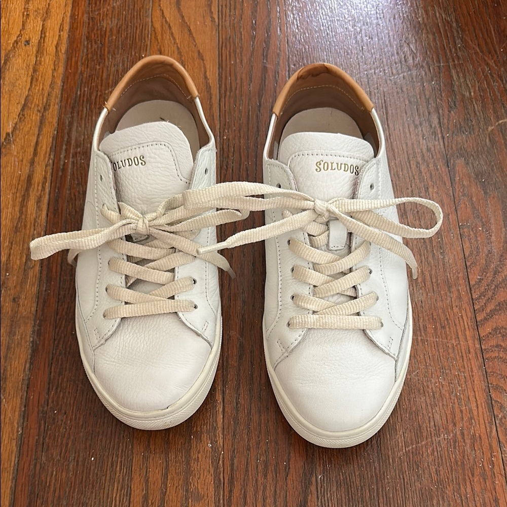 Soludos Cream Leather Casual Sneakers